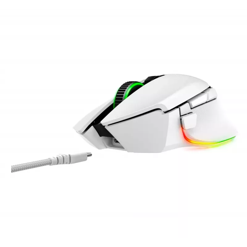 Žaidimų pelė Razer Basilisk V3 Pro – dešinei rankai, optinė 30 000 DPI, RF belaidis/Bluetooth/USB-C, balta
