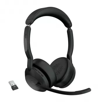 Jabra Evolve2 55 - Link380a MS Stereo, belaidis, biurui/skambučių centrui, 20 – 20000 Hz, 130 g, ausinės, juodos