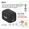 CLUB3D CAC-1913 kelioninis įkroviklis PPS 65W GaN technologija, trys prievadai (2x USB-C + USB-A), Power Delivery 3.0