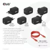 CLUB3D CAC-1913 kelioninis įkroviklis PPS 65W GaN technologija, trys prievadai (2x USB-C + USB-A), Power Delivery 3.0