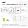 CLUB3D CAC-1913 kelioninis įkroviklis PPS 65W GaN technologija, trys prievadai (2x USB-C + USB-A), Power Delivery 3.0