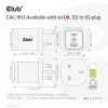CLUB3D CAC-1913 kelioninis įkroviklis PPS 65W GaN technologija, trys prievadai (2x USB-C + USB-A), Power Delivery 3.0