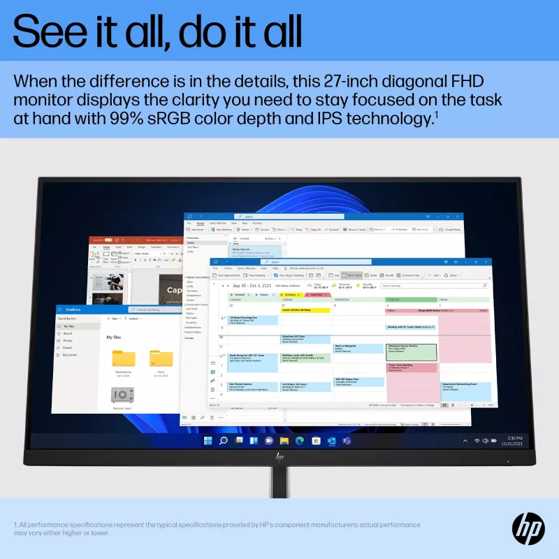 HP E27 G5 FHD Monitor, 68.6 cm (27 colių), 1920 x 1080 pikselių, Full HD, LCD, 5 ms, juodas