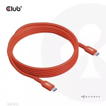 CLUB3D USB2 Type-C abipusis USB-IF sertifikuotas laidas, duomenys 480 Mb/s, PD 240W (48V/5A) EPR, M/M 3 m