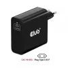 CLUB3D Travel Charger 140 W GaN technologija, vienas USB Type-C prievadas, Power Delivery (PD) 3.1 palaikymas