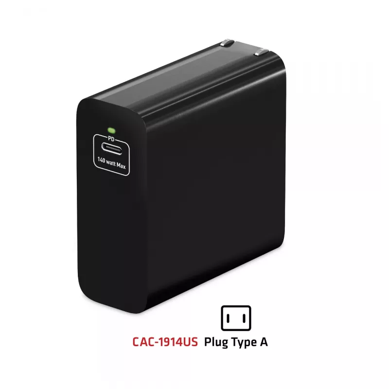 CLUB3D Travel Charger 140 W GaN technologija, vienas USB Type-C prievadas, Power Delivery (PD) 3.1 palaikymas