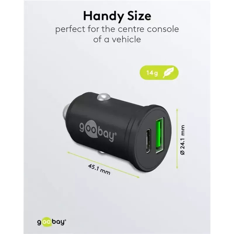 Goobay Dual-USB automobilinis greitasis įkroviklis USB-C PD 45W juodas