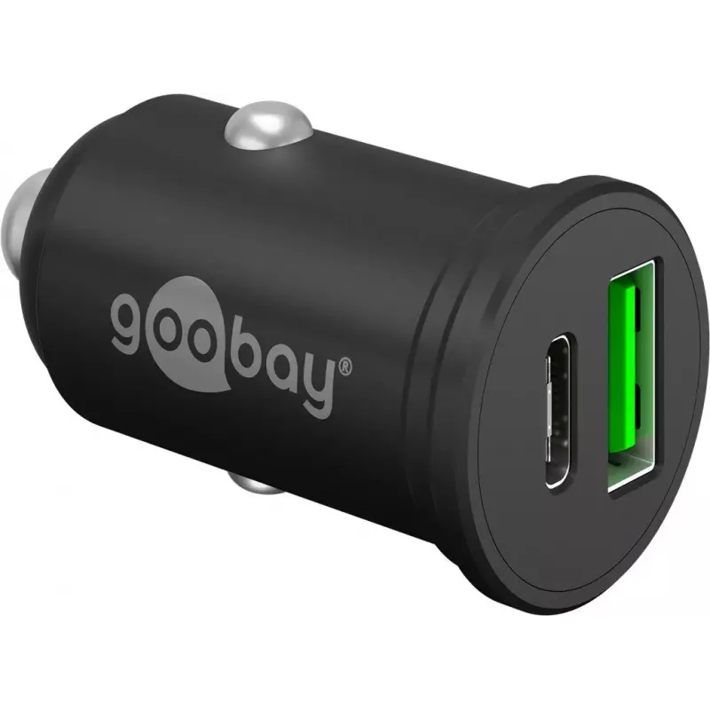 Goobay Dual-USB automobilinis greitasis įkroviklis USB-C PD 45W juodas