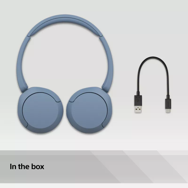 Sony WH-CH520 belaidės ausinės ant galvos, skambučiai/muzika, USB Type-C, Bluetooth, mėlyna