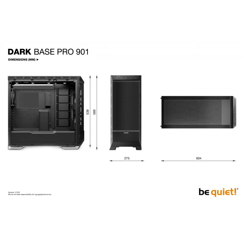 PC korpusas be quiet! DARK BASE PRO 901 | Full Tower | Juoda