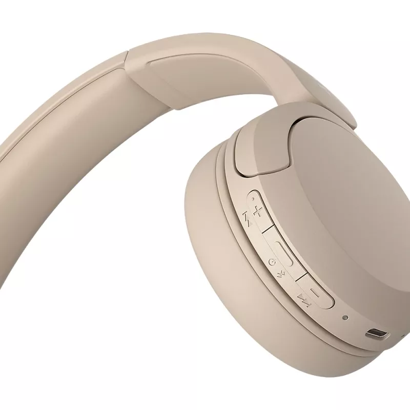 Sony WH-CH520 Belaidės ausinės ant galvos, skambučiams/muzikai, USB Type-C, Bluetooth, įkrovimo stovelis, kreminė