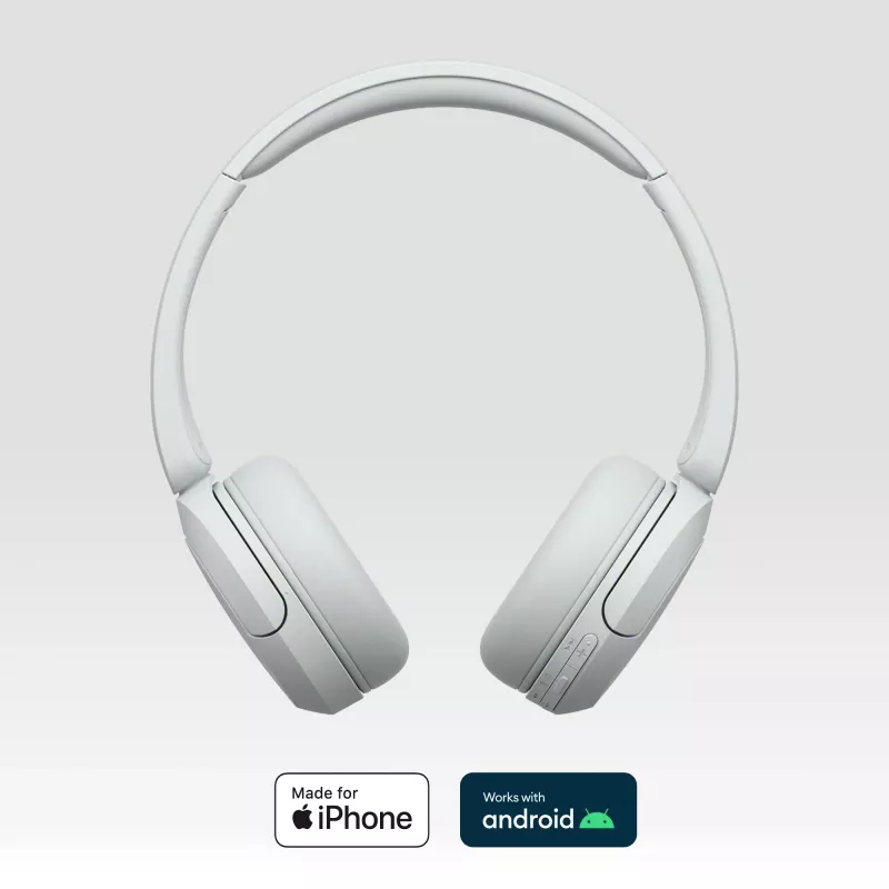 Ausinės Sony WH-CH520 belaidės ant ausų, Bluetooth 5.2, 50 h grojimas, USB-C įkrovimas, baltos