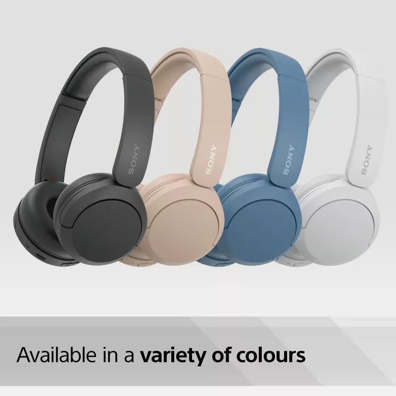 Ausinės Sony WH-CH520 belaidės ant ausų, Bluetooth 5.2, 50 h grojimas, USB-C įkrovimas, baltos