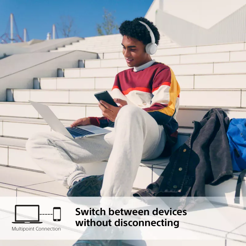 Ausinės Sony WH-CH520 belaidės ant ausų, Bluetooth 5.2, 50 h grojimas, USB-C įkrovimas, baltos
