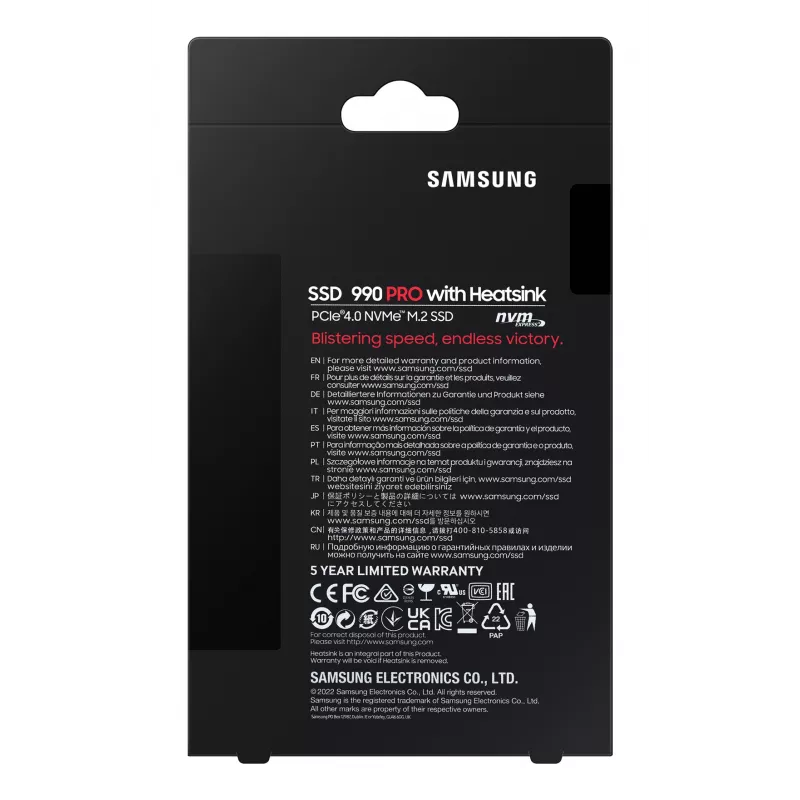 SSD disk Samsung 990 PRO su radiatoriumi 2000 GB M.2 2280 M.2 NVMe MZ-V9P2T0CW