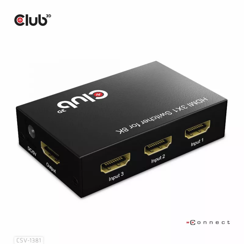 Club3D CSV-1381 HDMI jungiklis 3 į 1, 8K60Hz/4K120Hz