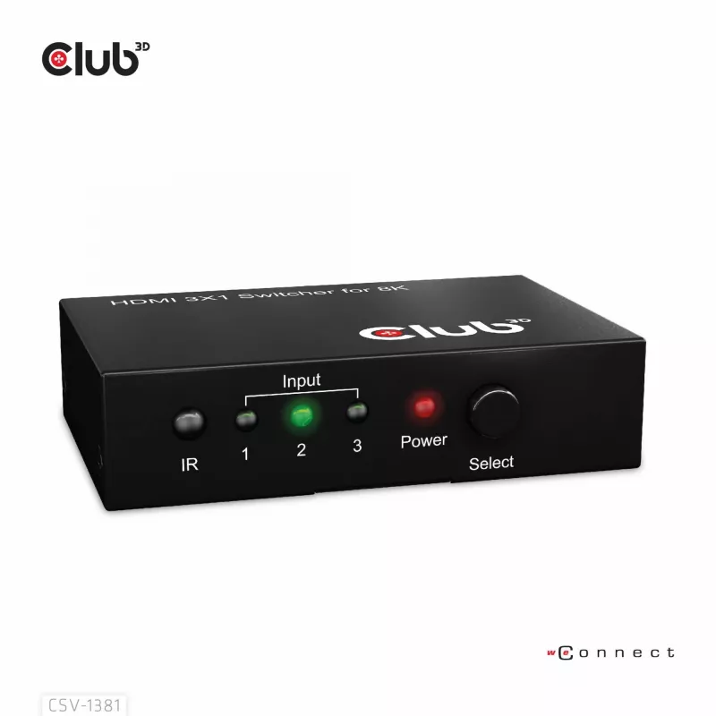 Club3D CSV-1381 HDMI jungiklis 3 į 1, 8K60Hz/4K120Hz