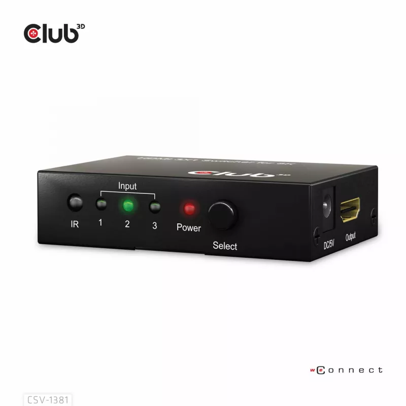 Club3D CSV-1381 HDMI jungiklis 3 į 1, 8K60Hz/4K120Hz