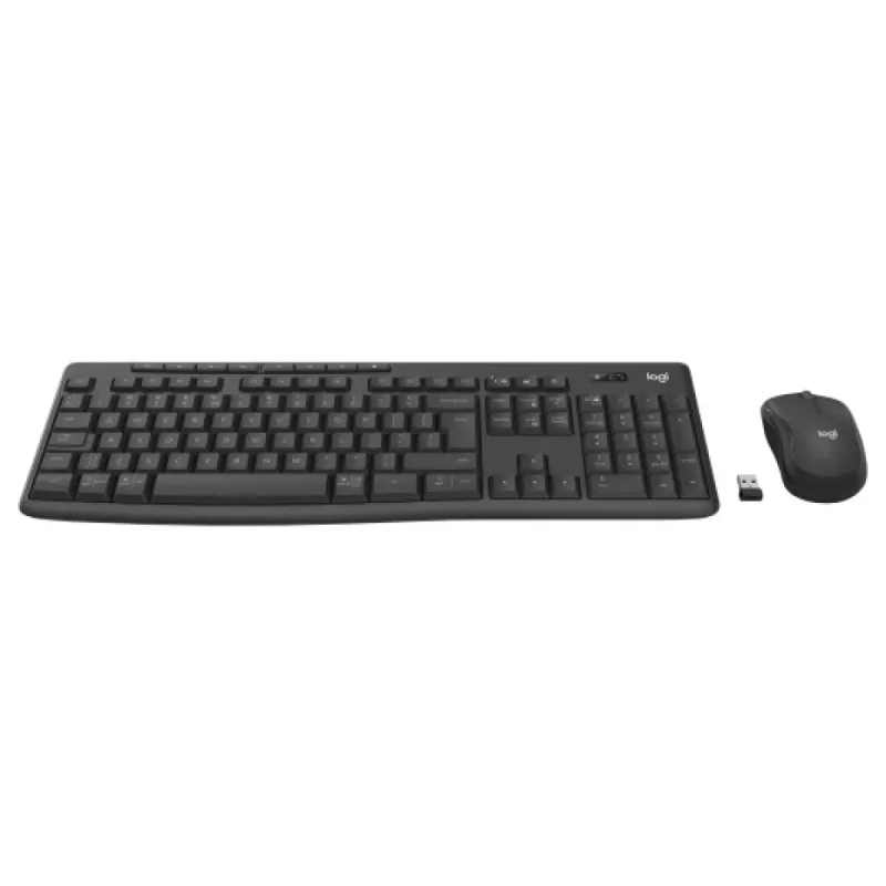 Klaviatūros ir pelės rinkinys Logitech MK370 Combo for Business — pilno dydžio QWERTY (US International), RF belaidis + Bluetooth, grafitas