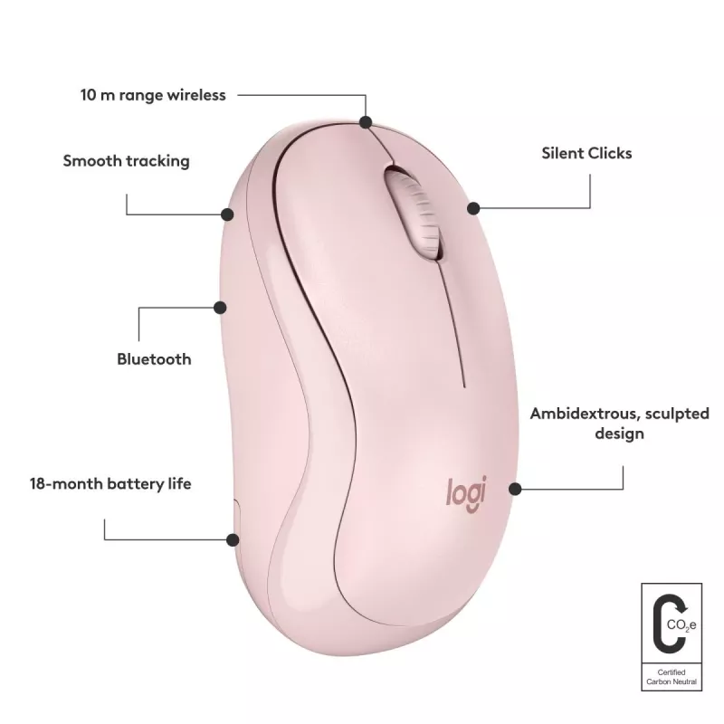 LOGITECH M240 Tylus Pelė - Bluetooth - Rožinė