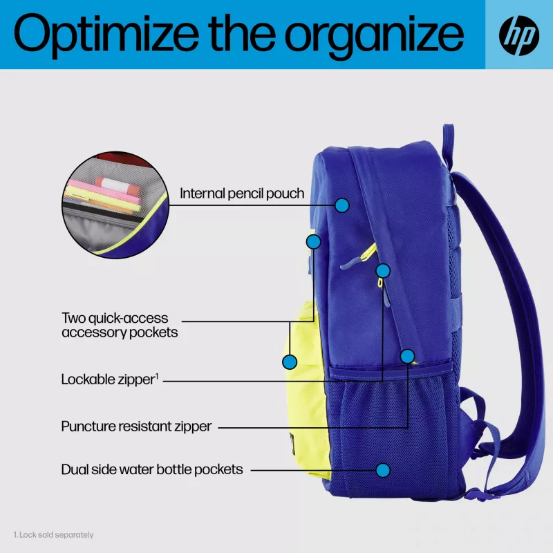 Kasdienė kuprinė HP Campus Blue Backpack mėlyna geltona poliesteris 295x185x435mm