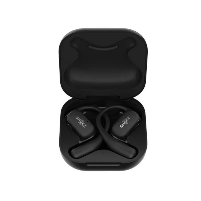 SHOKZ OpenFit belaidės ausinės su ausų kabliukais, skambučiams/muzikai/sportui/kasdieniam naudojimui, Bluetooth, juodos