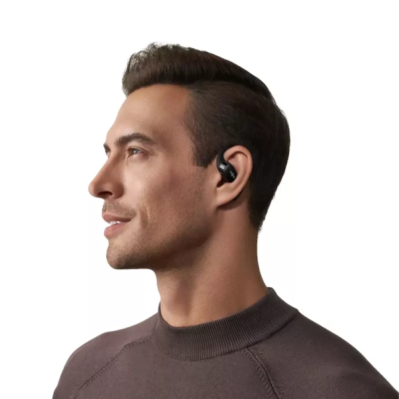 SHOKZ OpenFit belaidės ausinės su ausų kabliukais, skambučiams/muzikai/sportui/kasdieniam naudojimui, Bluetooth, juodos
