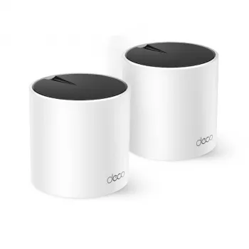 TP-Link Deco X55 (2 vnt.) belaidis maršrutizatorius „Mesh“ Wi-Fi 6 (802.11ax) dviejų juostų (2,4 GHz / 5 GHz) 3000 Mbit/s balta vidinės antenos