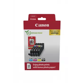 Canon 4540B019 CLI-526 BK,C,M,Y originalus rašalo kasetės komplektas 4 vnt. Juoda, Žydra, Purpurinė, Geltona