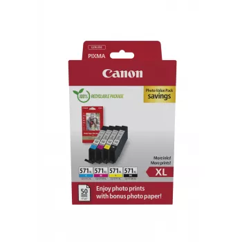 Canon 0332C006 rašalo kasetės 4 vnt. Originalios didelės (XL) talpos juoda, žydra, purpurinė, geltona