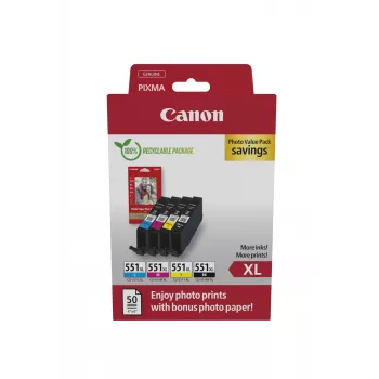 Canon 6443B008 kasetės 4 vnt. Originalios High (XL) juoda, žydra, rausvai violetinė, geltona