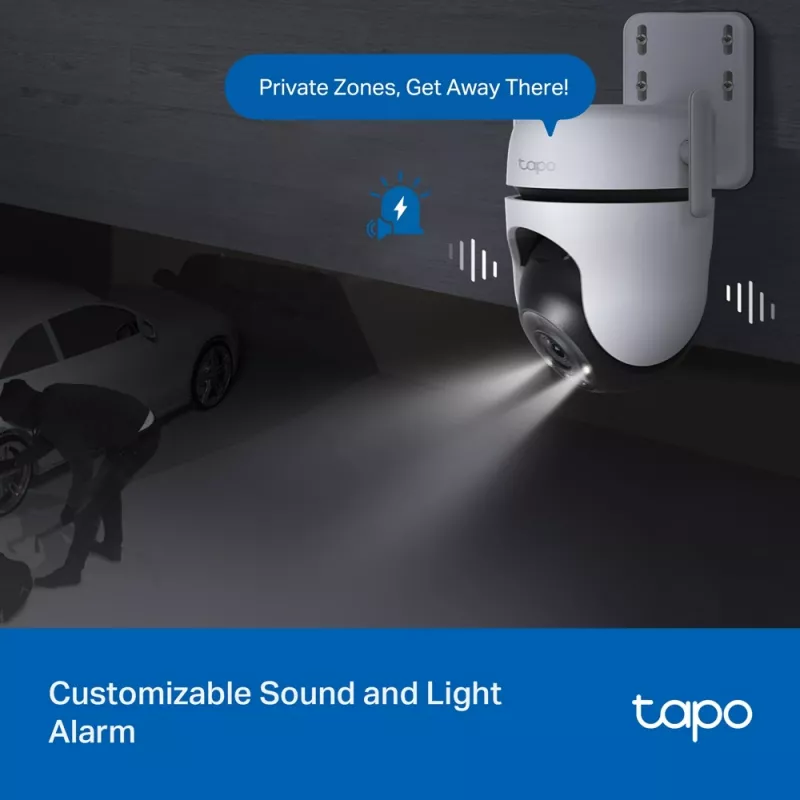 TP-Link Tapo C520WS lauko PTZ belaidė IP stebėjimo kamera, 2K QHD, naktinis matymas su spalvomis, IP66