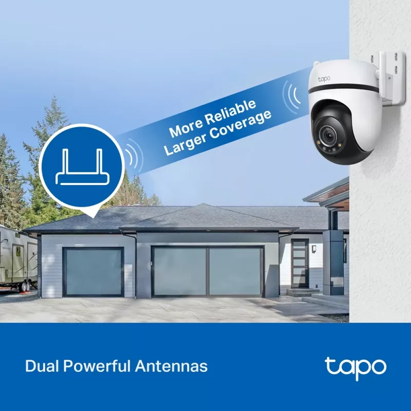TP-Link Tapo C520WS lauko PTZ belaidė IP stebėjimo kamera, 2K QHD, naktinis matymas su spalvomis, IP66