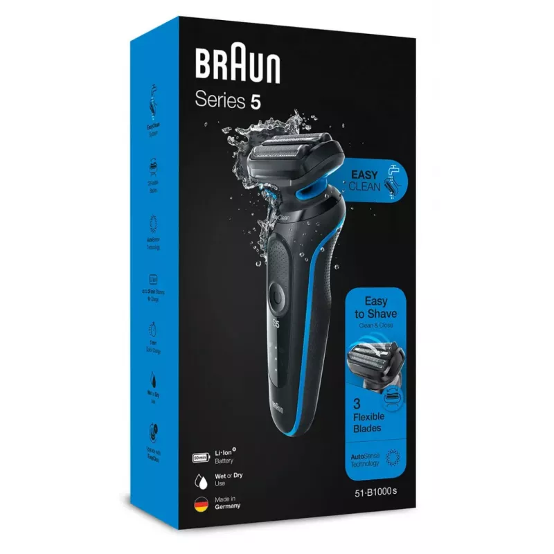 Braun 51-B1000s folinis skustuvas, juodas, mėlynas