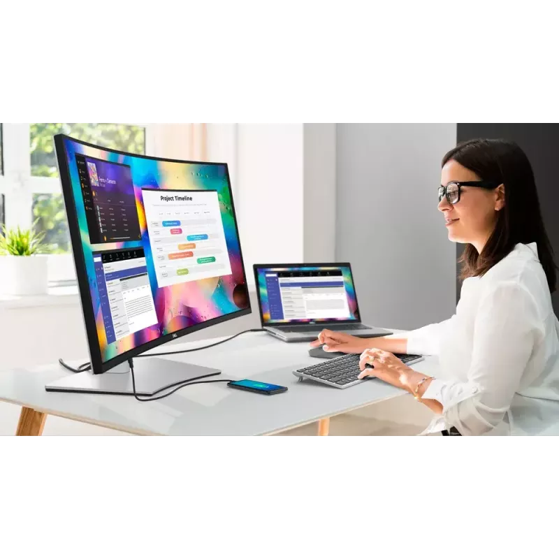 DELL UltraSharp U3824DW monitor 95,2 cm (37,5 colio) 3840 x 1600 pikselių Wide Quad HD+ LCD juodas, sidabrinis