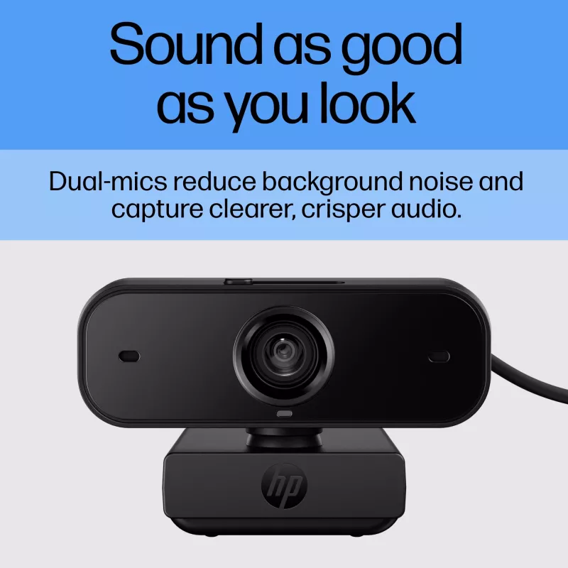 HP 430 FHD Webcam, 2 MP, 1920 x 1080 pikselių, Full HD, 60 kadrų/s, 85°, Namai