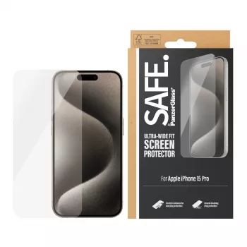 PanzerGlass SAFE. by® Apsauginis stiklas iPhone 15 Pro | Ultra-Wide Fit