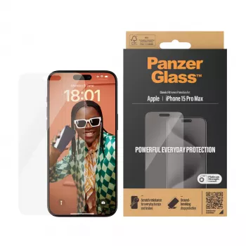 PanzerGlass ® ekrano apsauga iPhone 15 Pro Max | Classic Fit
