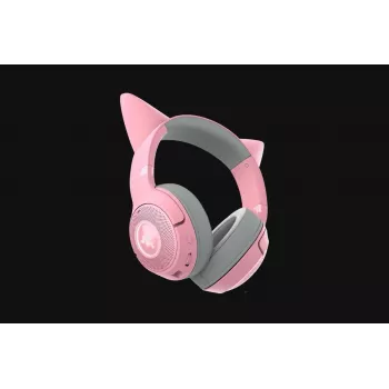 RAZER Kraken Kitty V2 BT belaidės Bluetooth ausinės su mikrofonu – rožinės spalvos