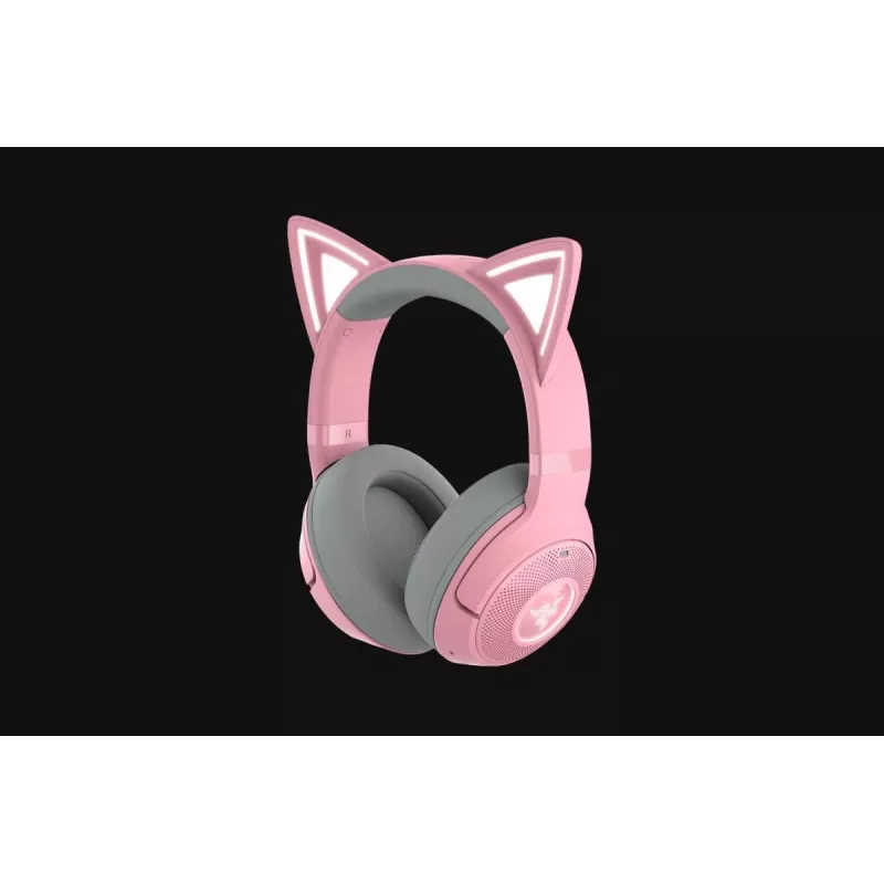 RAZER Kraken Kitty V2 BT belaidės Bluetooth ausinės su mikrofonu – rožinės spalvos