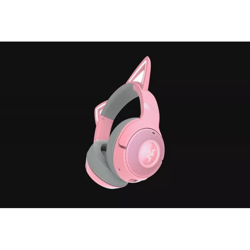 RAZER Kraken Kitty V2 BT belaidės Bluetooth ausinės su mikrofonu – rožinės spalvos