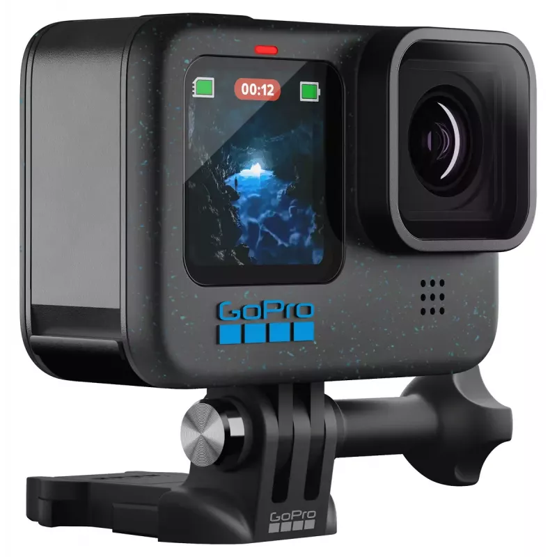 Veiksmo kamera GoPro HERO12 Black — 5K itin didelė raiška, 240 kadrų/s, 27 MP CMOS, 177° matymo laukas, LCD, MicroSD, Wi‑Fi