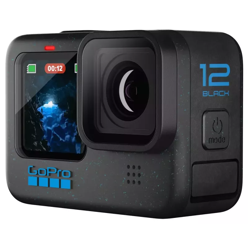 Veiksmo kamera GoPro HERO12 Black — 5K itin didelė raiška, 240 kadrų/s, 27 MP CMOS, 177° matymo laukas, LCD, MicroSD, Wi‑Fi