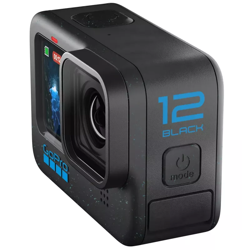Veiksmo kamera GoPro HERO12 Black — 5K itin didelė raiška, 240 kadrų/s, 27 MP CMOS, 177° matymo laukas, LCD, MicroSD, Wi‑Fi