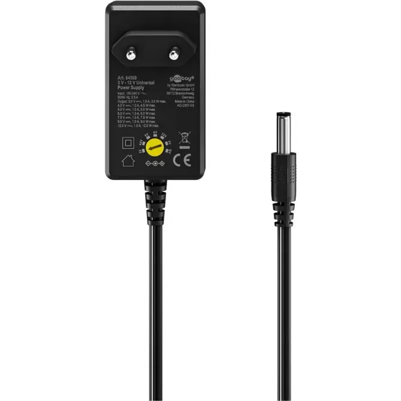 Maitinimo adapteris Goobay 64568 Universalus Juodas 12V 2,25A 1,8m
