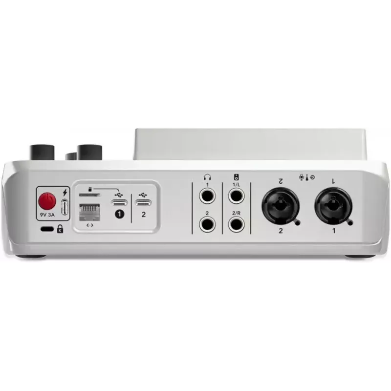 Audio sąsaja Rode RodeCaster Duo balta – 2 kanalų USB podcastų konsolė su mikseriu ir pirminiais stiprintuvais