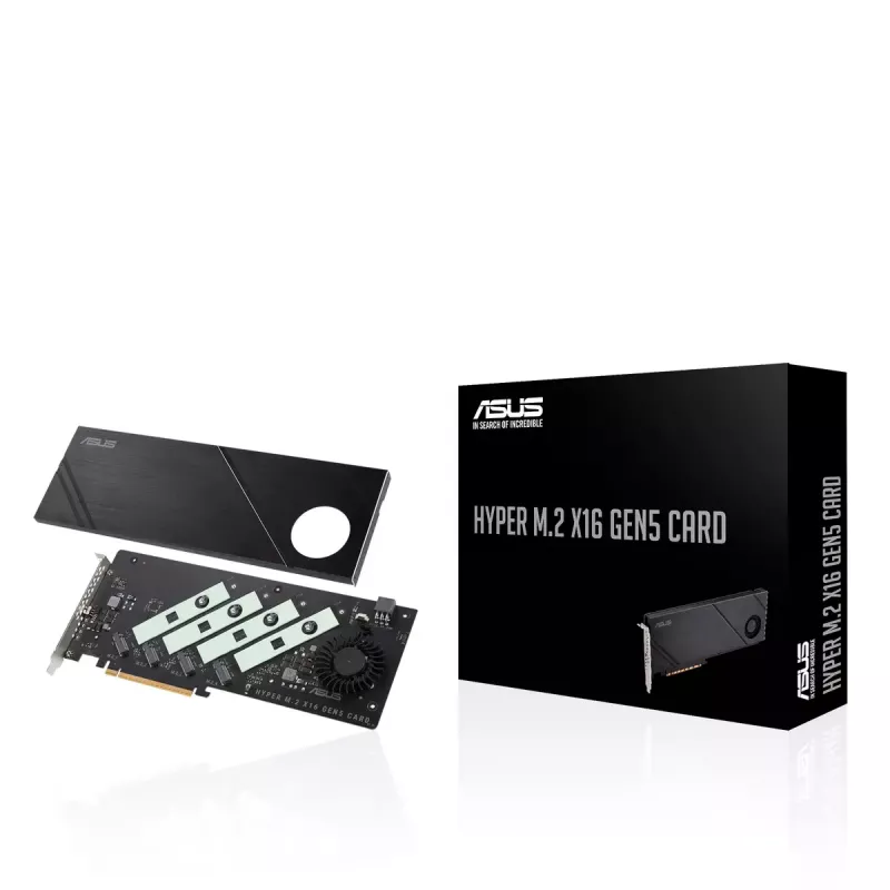 ASUS Hyper M.2 x16 Gen5 Card PCIe 5.0 M.2 adapteris su aktyviu aušinimu