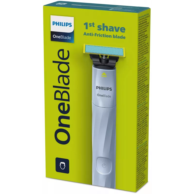 Foil skustuvas Philips Norelco OneBlade QP1324/20 – belaidis mėlynas skutimosi folija, 30 min veikimo laikas, USB įkrovimas, plaunamas, prisitaikantis prie kontūrų