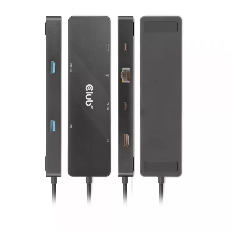 CLUB3D USB3.2 Gen2 Type-C 6-in-1 Dual Displays Portable Dock su USB Type-C vaizdo 4K60Hz