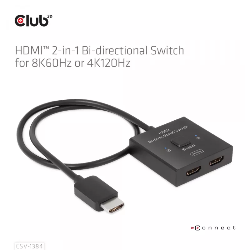 CLUB3D HDMI 2-in-1 dvipusis jungiklis 8K60Hz 4K120Hz CSV-1384